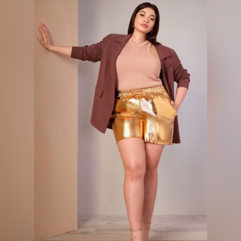 New Eloquii Metallic Gold Women’s Shorts